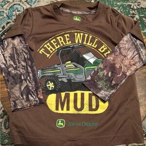 John Deere Brown Shirt with Camo Sleeves